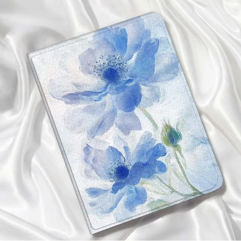 

Blue Watercolor flower Art For Samsung Galaxy Tab S7 S8 S9 S10 11 12.4 13.1 FE Plus Lite Inch Cover Tablet Case