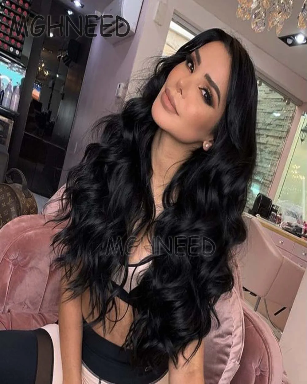 250 Density T Part Human Hair Lace Frontal Wig Jet Black Natural Wave Virgin Long Wavy Wig Front Lace Wig Women Hair