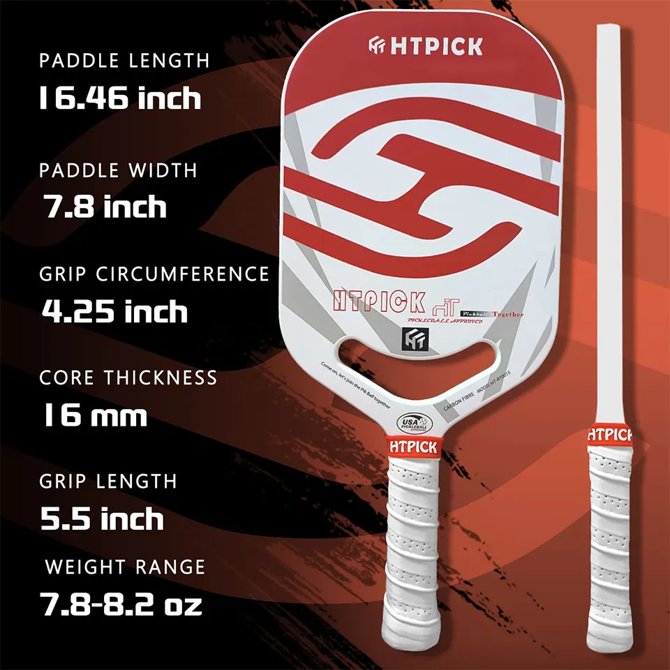 

HTPICK Pickleball из углеродного волокна T700 Горячее прессованное безграничное интегрированное формование Высококачественный профессиональный улучшенный вращающийся Pickleball