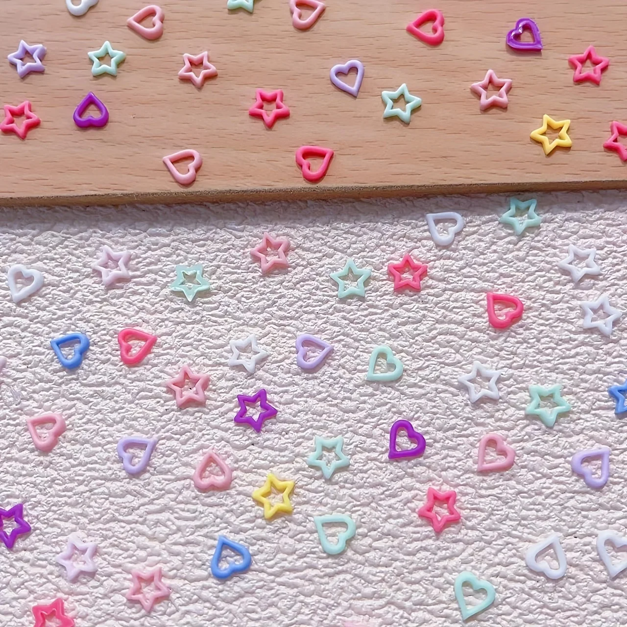 Décorations pour Nail Art en résine, 100 pièces, étoiles et cœurs creux, Gel crème coloré assorti, accessoires de bricolage pour Nail Art, Non parfumé