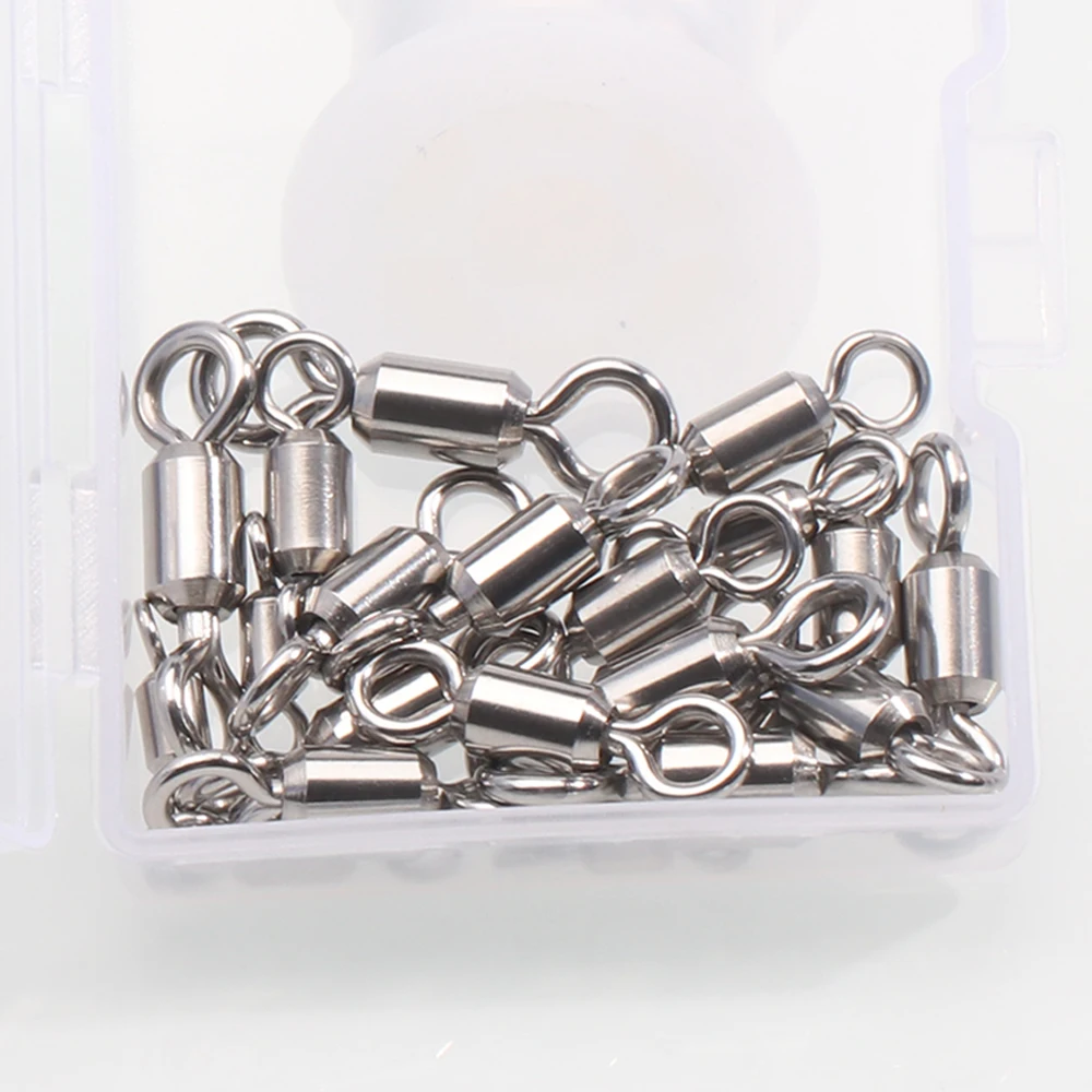 Lionriver 30PCS 1# - 6# High Strength Stainless Steel Crane Swivel Saltwater Fishing Rolling swivels Fishing Hook Line Connector