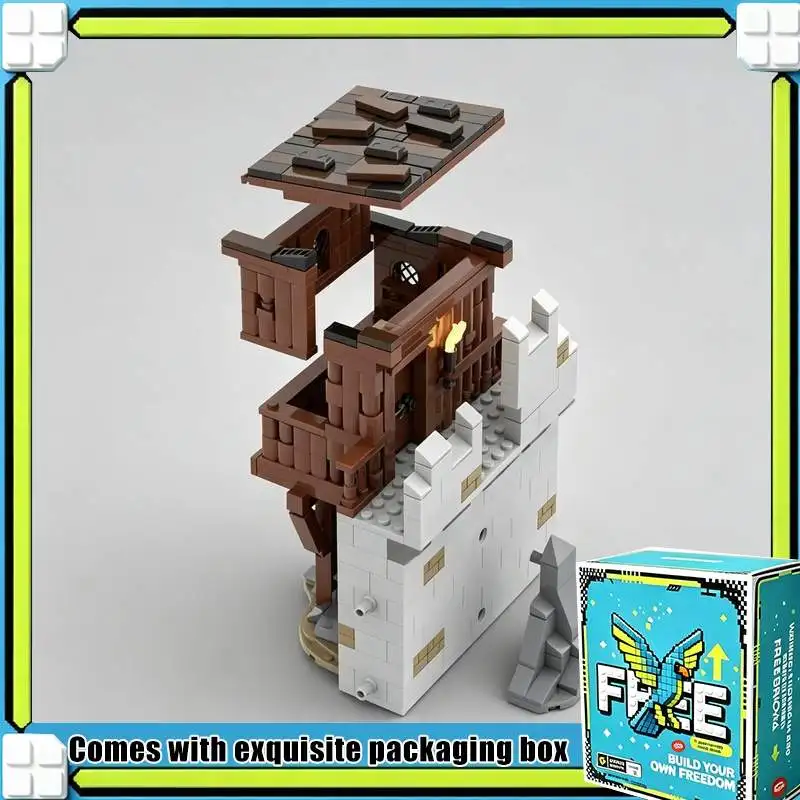 547PCS Modular Castle Wall Guard Shack Model Building Blocks Creative Medieval Watch Post DIY Assembly Present For Knight Fans