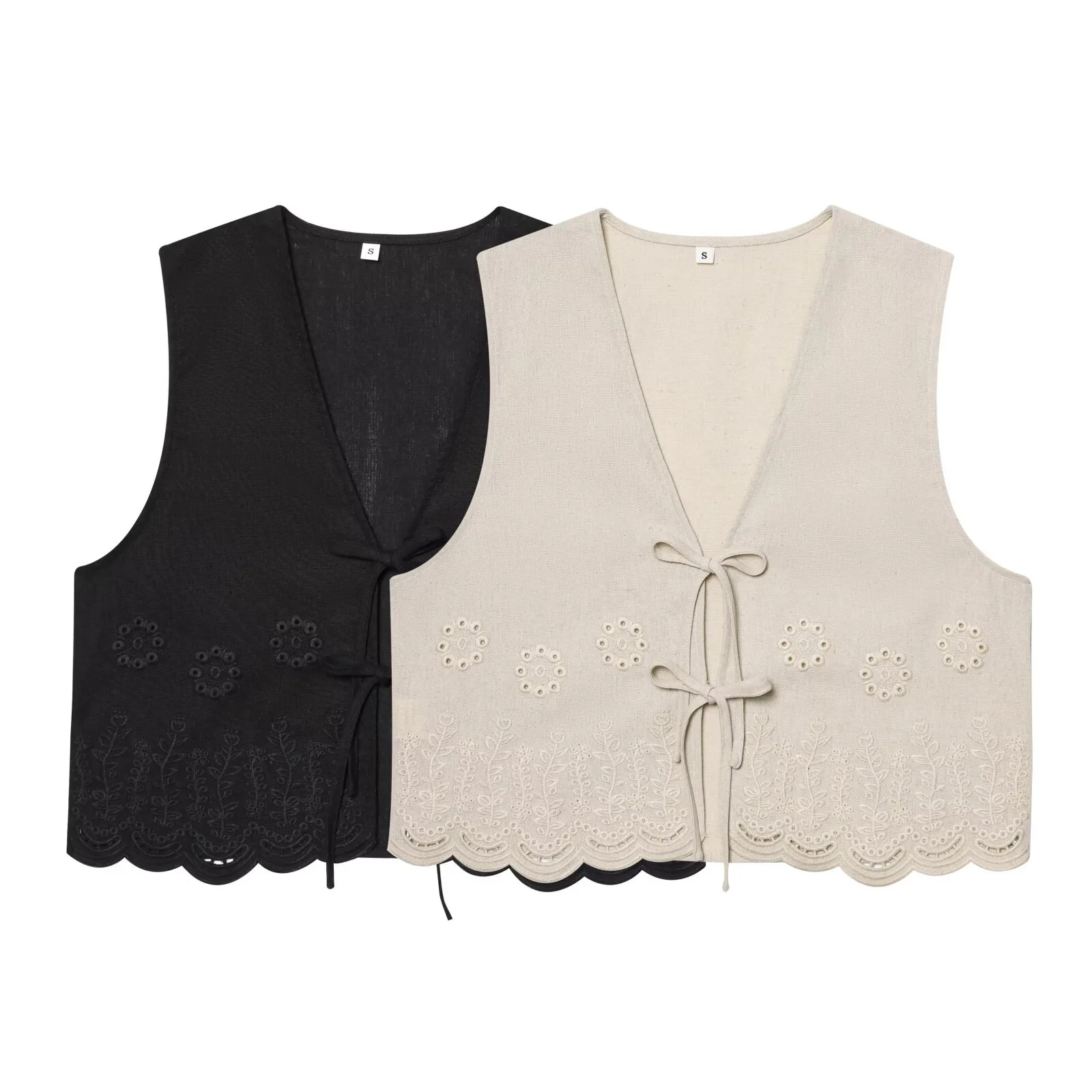 Estilo de verão feminino corte bordado rendas colete superior étnico nicho colete curto para roupas da moda