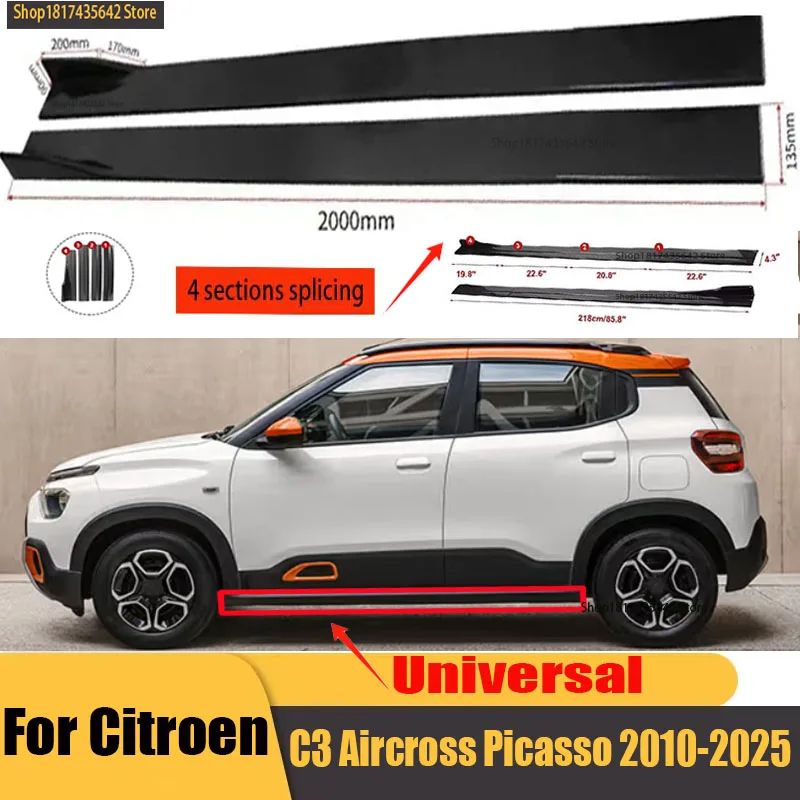 

Universal Car Side Skirt 8 Pcs 2.2m Winglet Splitters Lip Side Spoiler For Citroen C3 C3L 2018-Present AirCross 2013 2014 2015