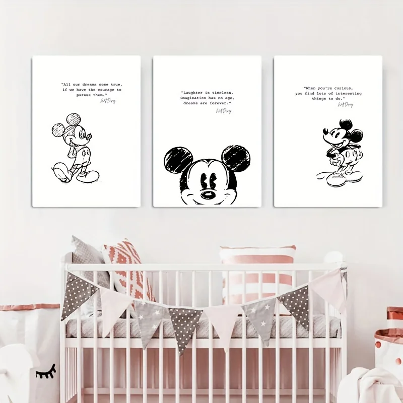 3Pcs Miniso Disney Mickey Mouse Poster and Prints Canvas Paintings Living Room Decor Wall Art Pictures Home Decor Unframed - Image 4
