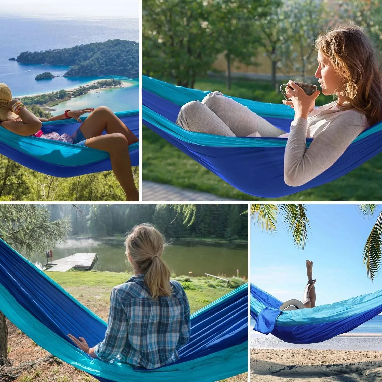 New Camping Hammock Single Person Portable Outdoor With Nylon Color Matching Hammock High Strength Parachute Fabric Hanging Bed