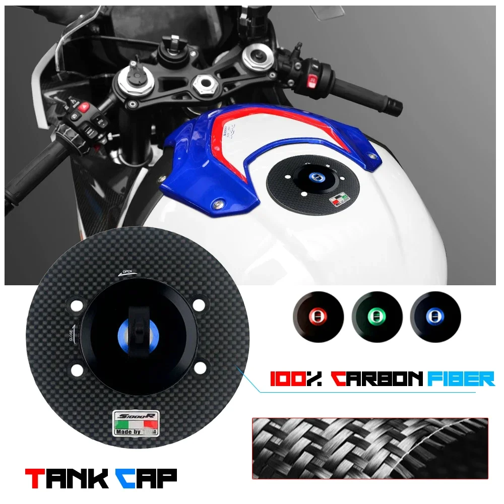 Carbon Fiber Tank Fuel Caps Case Gas Cover for BMW S1000R 2014-2023 S1000 R M1000R Keyless Racing Quick Release Motorcycle