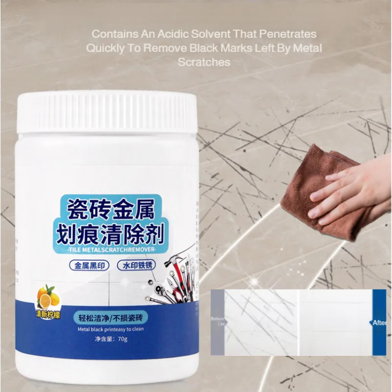 Crème Nettoyante et Réparatrice pour Rayures Métalliques sur Carrelage – Ne Endommage Pas la Céramique – Restaure la Brillance des Sols en Céramique