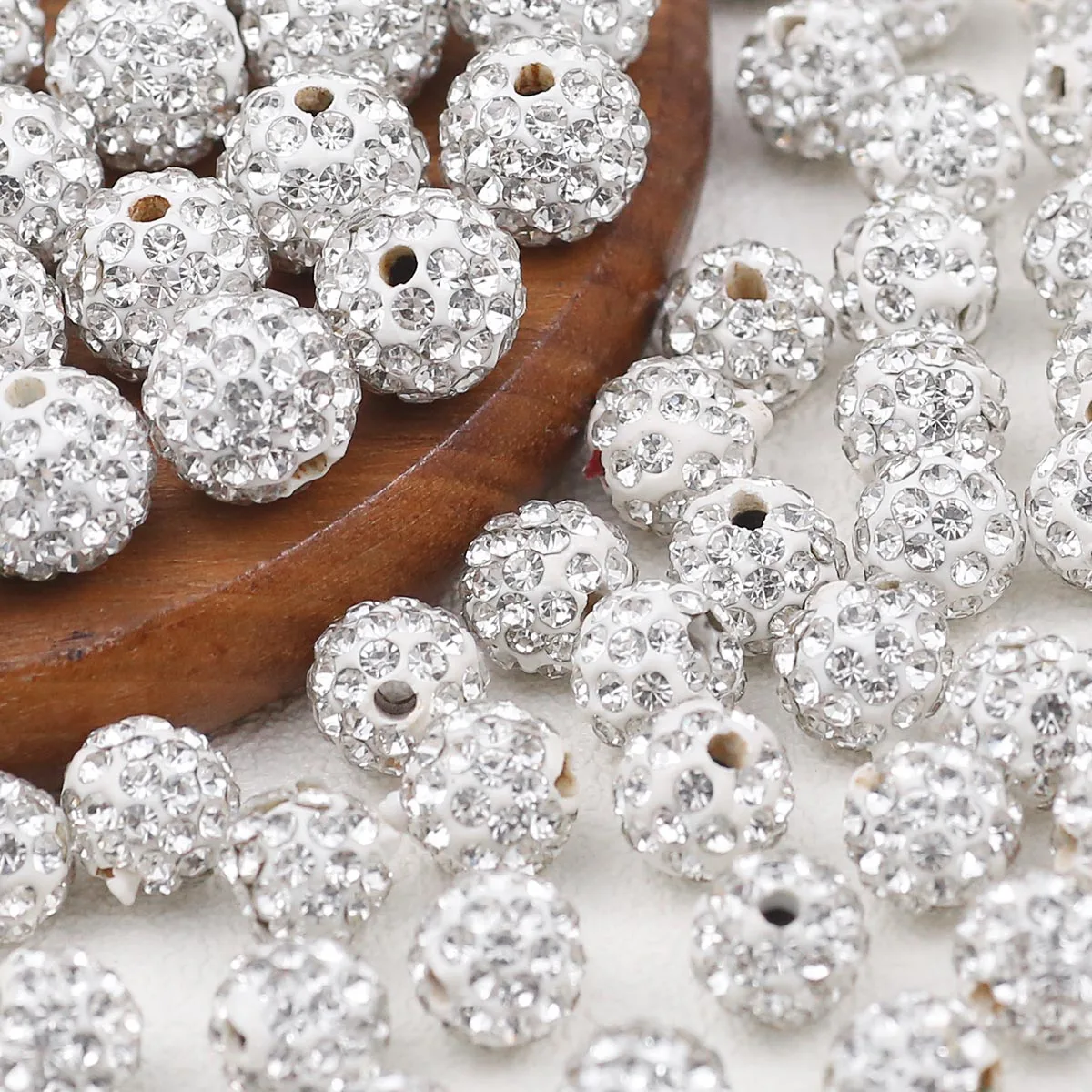 Perles Shambhala en argile souple de 4 à 8 mm, blanches, faites à la main, adaptées à la fabrication de bijoux, perles en vrac, accessoires