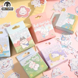 Mr. Paper Cartoon Rabbit Cat Cute Box Sticker Fun Daily Decoration Handbook Sealing Stickers Kawaii Stationery 45pcs/box