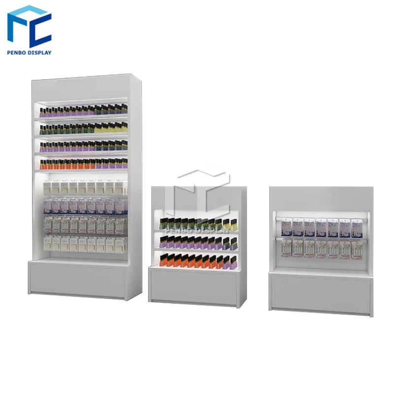 2025customized.China Suppliers Custom Make Modern Wood Wall Stand Solon Furniture Nail Polish Rack Display Cabinet