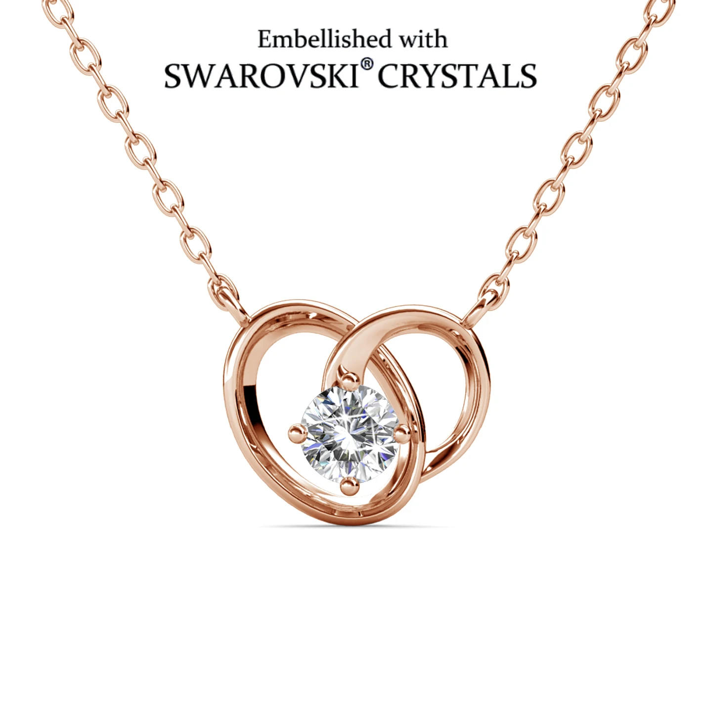 

Подвеска-кольцо с переплетающимися элементами, украшенная кристаллами Swarovski, из меди с покрытием из розового золота, женское украшение, подарок для женщин.