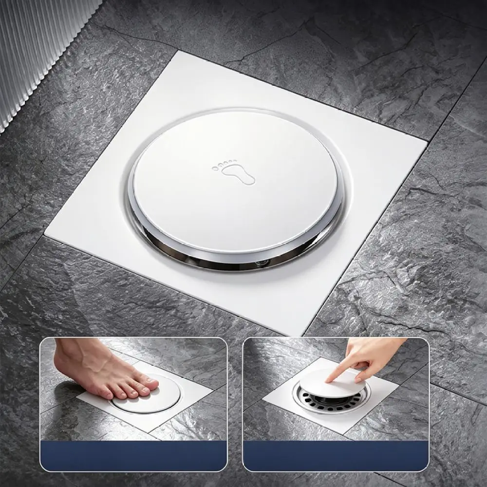 Stainless Steel Bathroom Floor Drain Push Bounce Sewer Stopper Anti Insect Modern Square Round Drainage Grid Tool