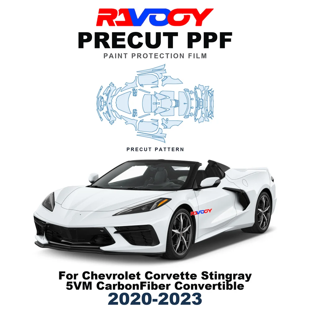Precut PPF For Chevrolet Corvette Stingray 5VM CarbonFiber Convertible 2020-2023 8.5mil TPU Paint Protection Film Hood Bonnet