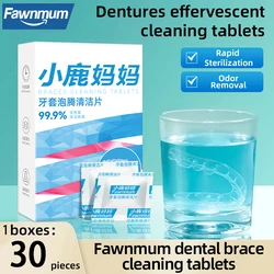 30pcs/Box Fawnmm Invisible Braces Cleaner Portable Dental Retainer Cleaning Tablets Mint Flavor Plaque Odor Remover Supplies