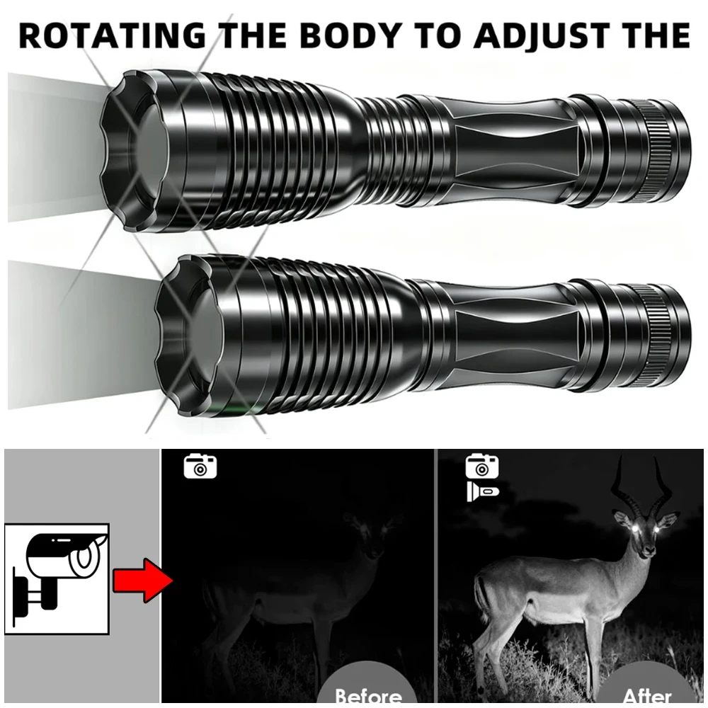 E6 Tactical Flashlight Strong Light IR850nm Focusing Night Vision Fill Light Zoom Aluminum Alloy Infrared 940nm LED
