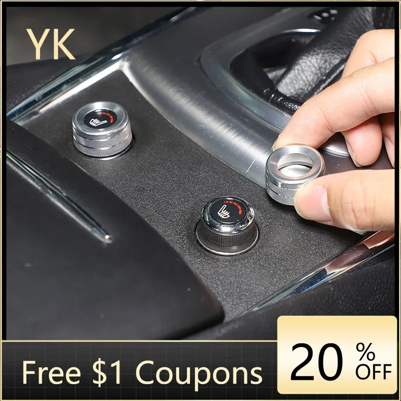 

For Infiniti G25 G27 G37 2007-2013 Aluminum Alloy Silver Car Seat Heating Knob Ring Cover Trim Sticker Car Accessories