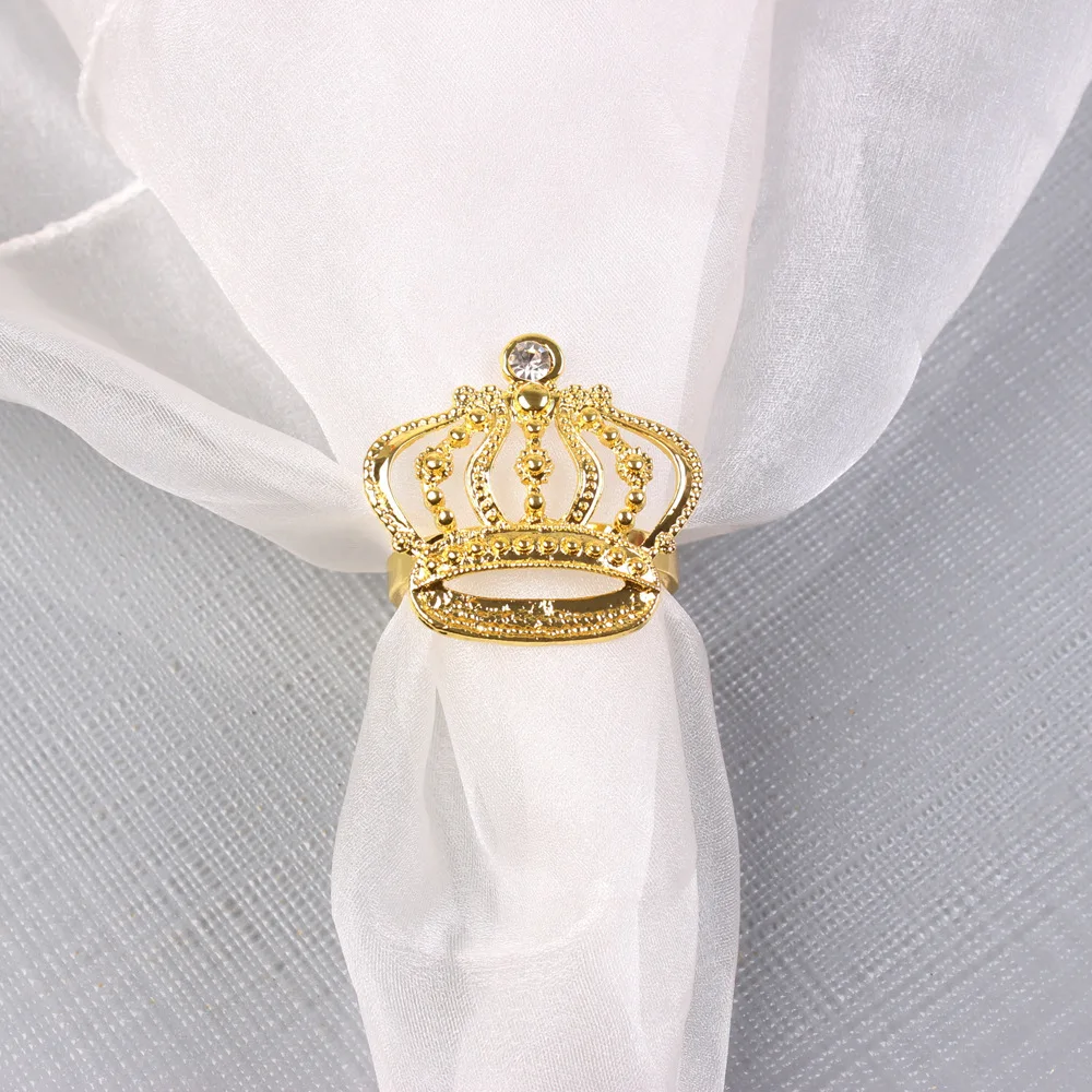 12pcs Crown Napkin Rings Gold Ring Napkin Holders For Wedding Table Decoration Table Towel Ring Holder Serving Napkins Accessory