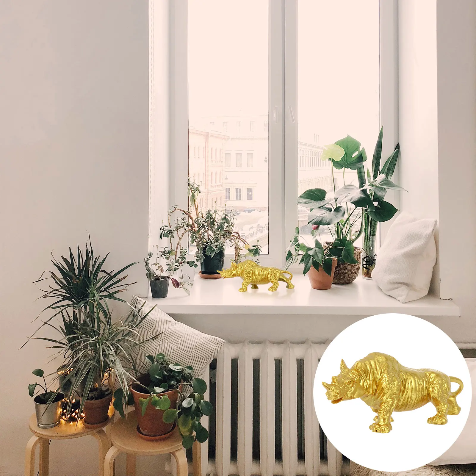 

Mini Rhino Resin Animal Craft Lightweight Desktop Decor For Home Office Diy Ornament Micro Landscape Statue Resin