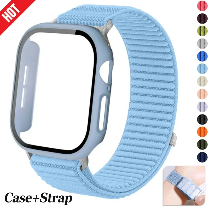 Candy PC-Gehäuse+Armband für Apple Watch 11 10 46MM 42MM 9 8 7 45mm 41mm Ultra 3 49mm Nylon Geflochtenes Armband iWatch SE3 6 5 4