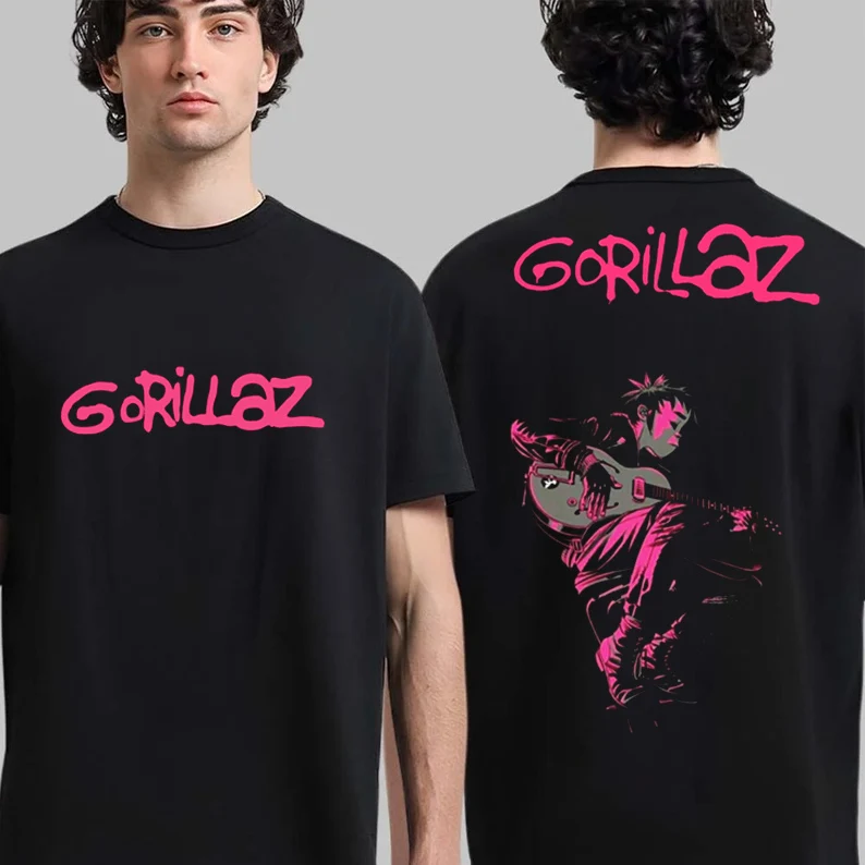 Gorillaz Band Print Short Sleeve T-shirt Alternative Electronic EDM DJ Post Punk Band Shirt Men Women 2026 Summer Streetwear Top