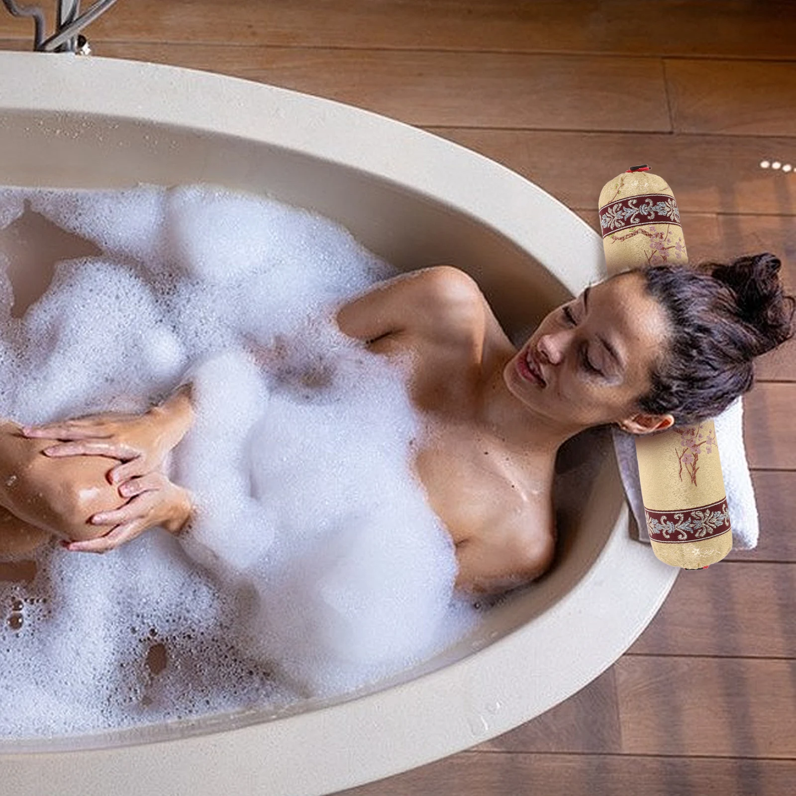 

Small Round Pillow Cover Classic Chinese Design Buckwheat Filling Neck Support Home Decor Oriental Style Throw Pillow