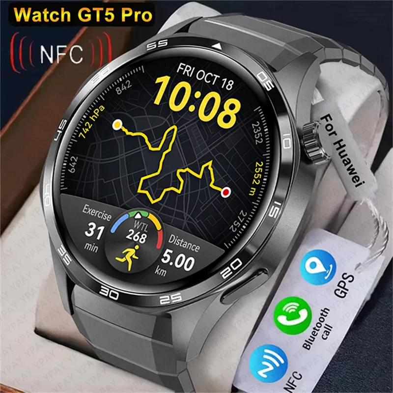 

GT5 PRO Smart Watch Men Watch 5 Pro AMOLED HD Screen Bluetooth Call GPS Trajectory NFC Heart Rate Compass SmartWatches 2024 New