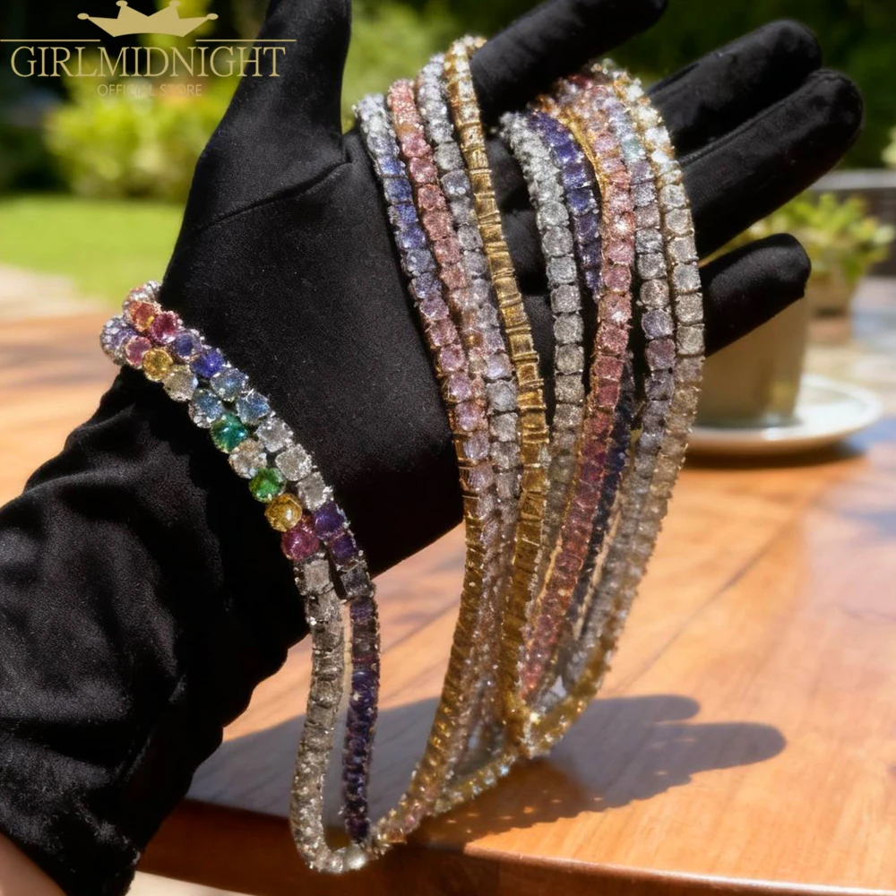 

New Iced Out Bling Cubic Zirconia 5mm Tennis Chain Necklace Gold Silver Color AAA CZ Choker Fashion Men Women Hip Hop Jewelry