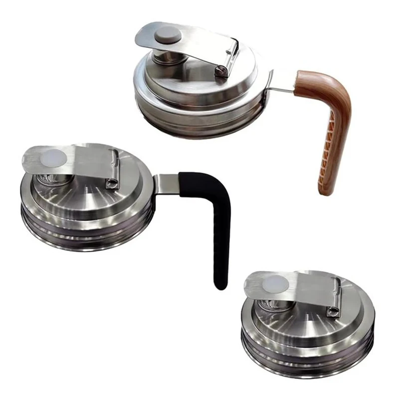 Stainless Steel Wide Mouth Mason Jar Flip Prouting Spout Lids With Handle For Home Brewing Fermenting Drinks Airtight