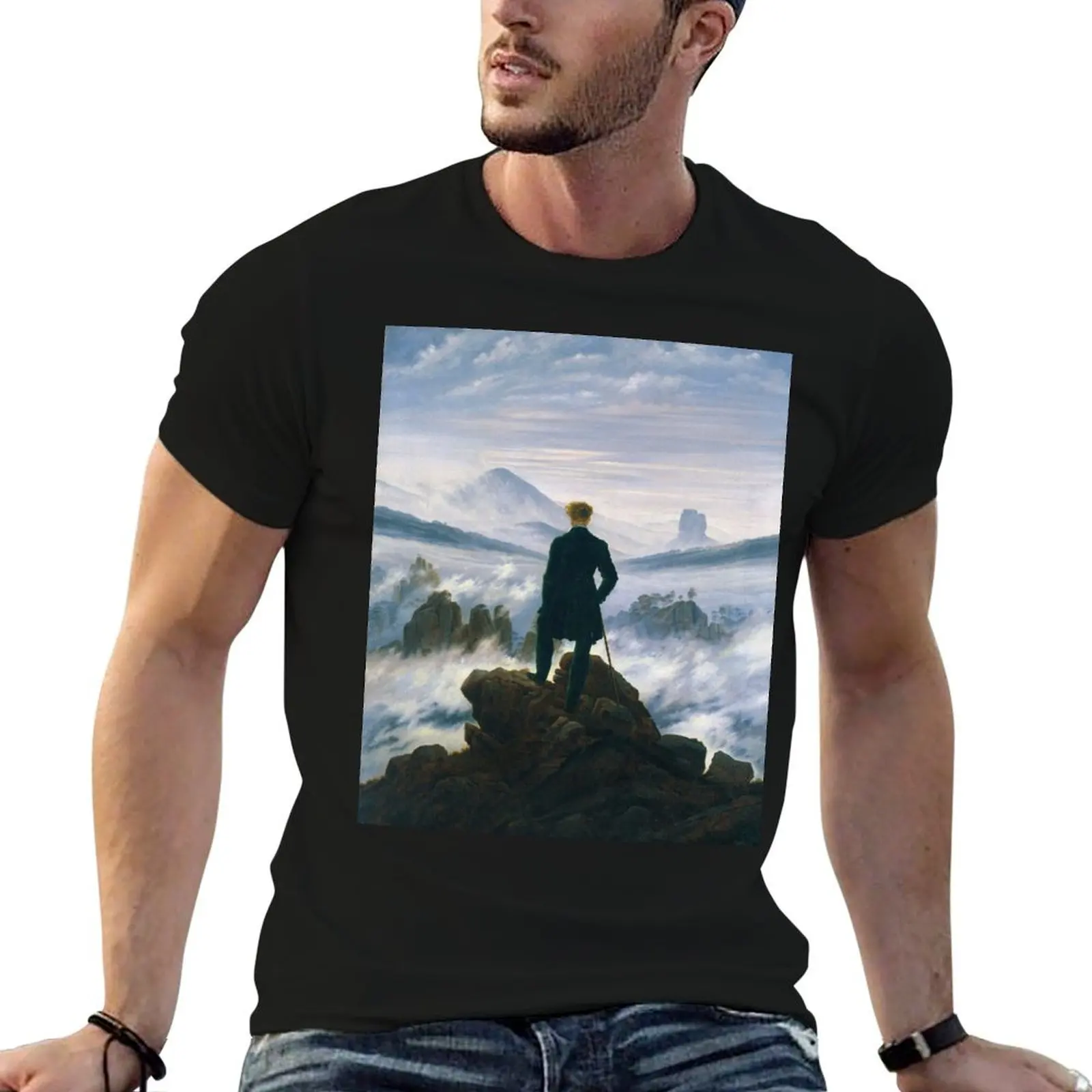 

Wanderer above the Sea of Fog, Caspar David (HD+) T-Shirt man tshirt cotton t shirts high quality T-Shirt