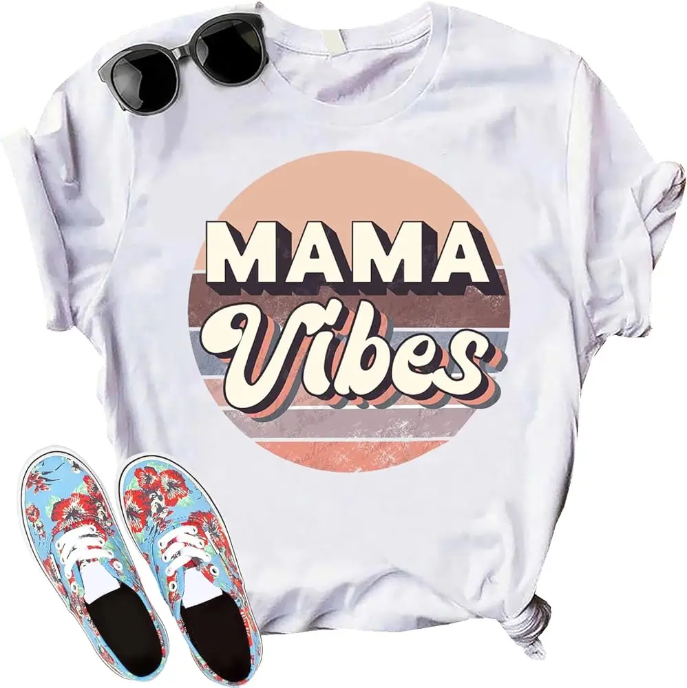 Mama Vibes T-Shirt, Retro Mothers Day Shirt, Vintage Mom Life Shirt, Best Mama Ever Shirt, Mama Life Shirt Multicoloured