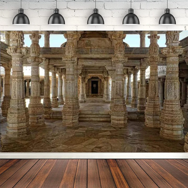 Photography Backdrop Beautiful Magic Old Indian Temple Background Portrait Shooting Banner Interior Decoration Poster