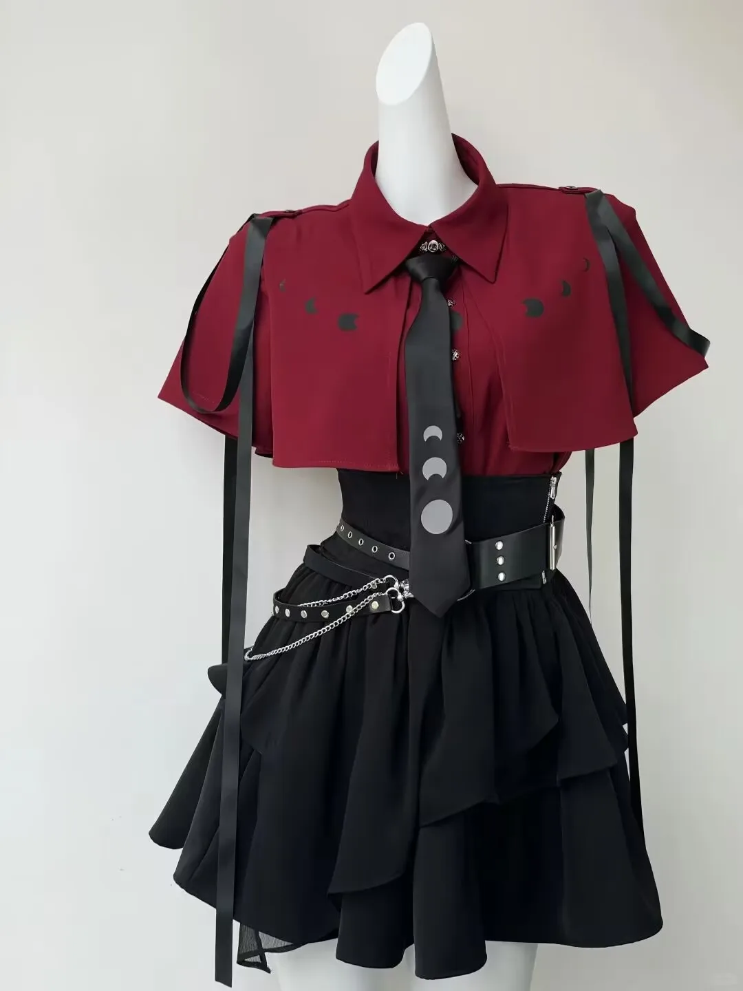 Mode Y2k jupe costume esthétique Style Lolita 2 pièces ensembles femmes chemises gothiques mince Mini jupes plissées femme Kawaii jupe