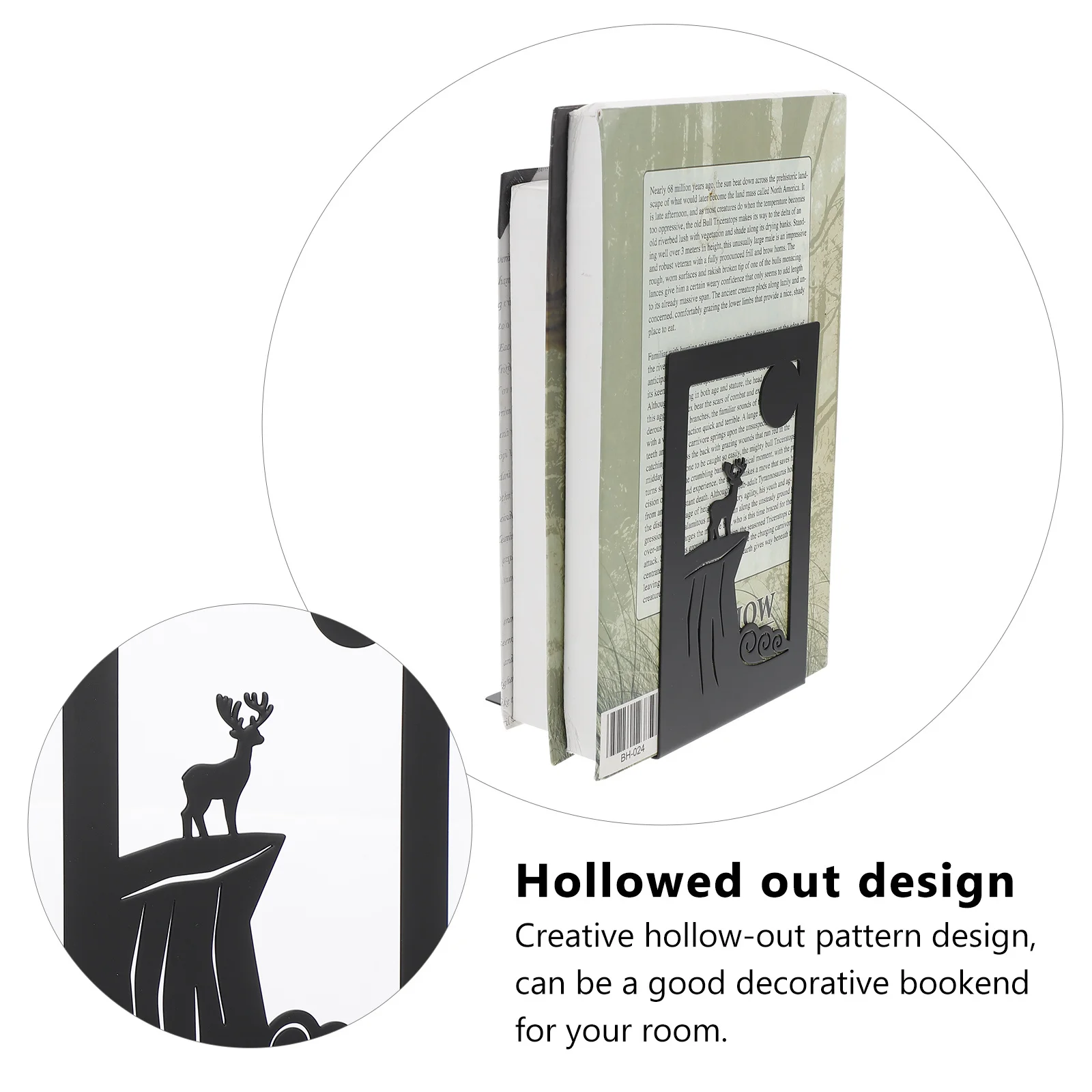 

2 Pcs Iron Book Stand Bookends for Shelves Modern Cute Unique Office Cliff Deer Shaped Retro Decor