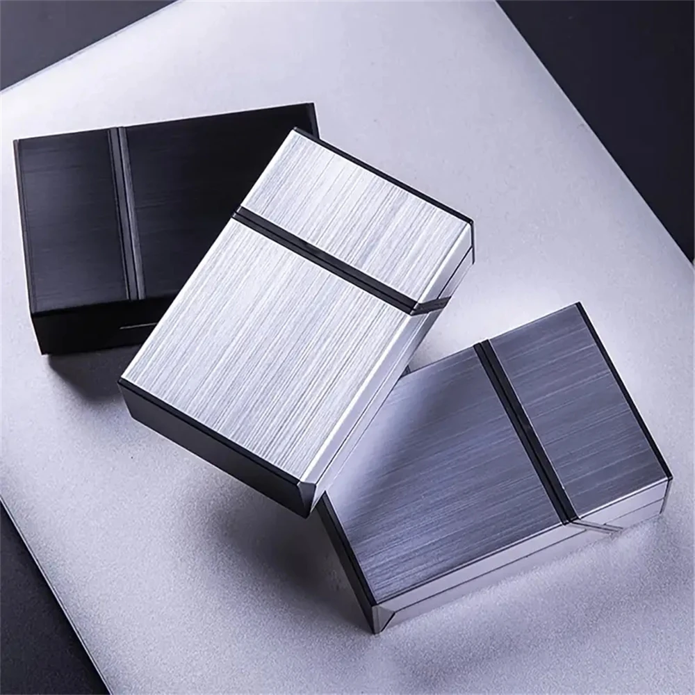 1pcs Portable Cigarette Case Metal Waterproof Cigarette Box 20pcs Capacity Flip Cover Storage Box Men\'s Gadget Smoking Tool Blac