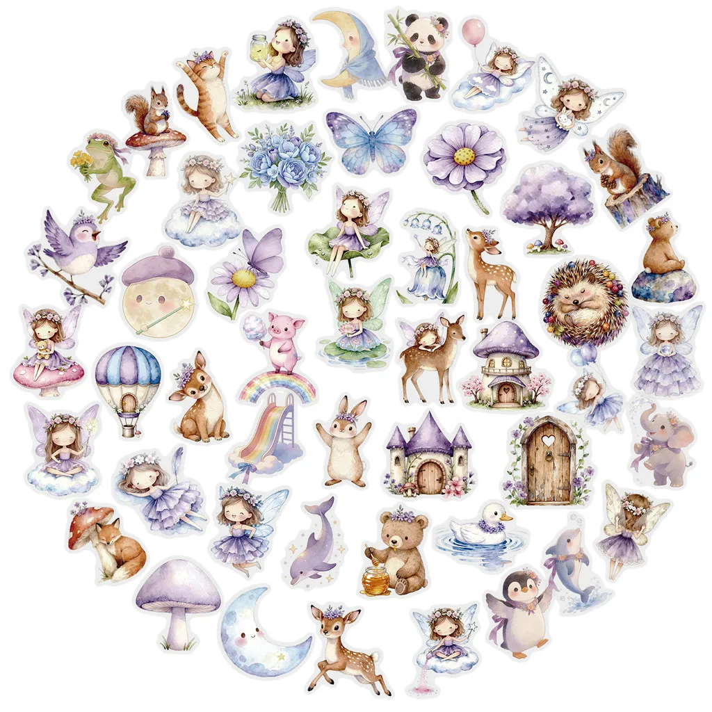 50Pcs Dreamy Clear PET Stickers, Cute Cartoon Patterns, Waterproof Decals for Journal DIY Craft Decoration Papery Pop Store