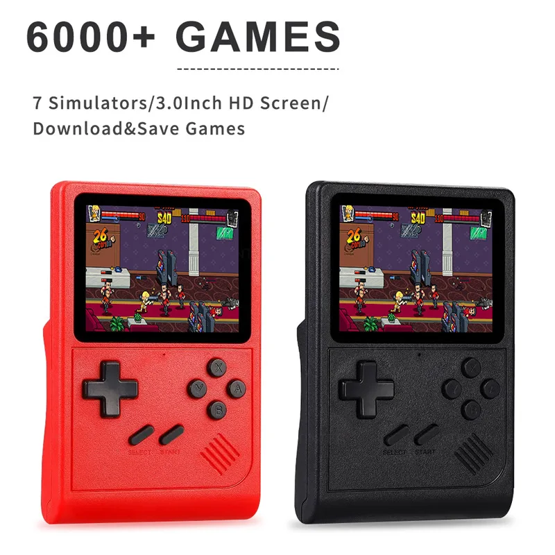 GB300 Portable Handheld Game Player 3.0 inch Screen TV Video Game Console AV Output Retro Game Console Built-in 8G 6000+ Games