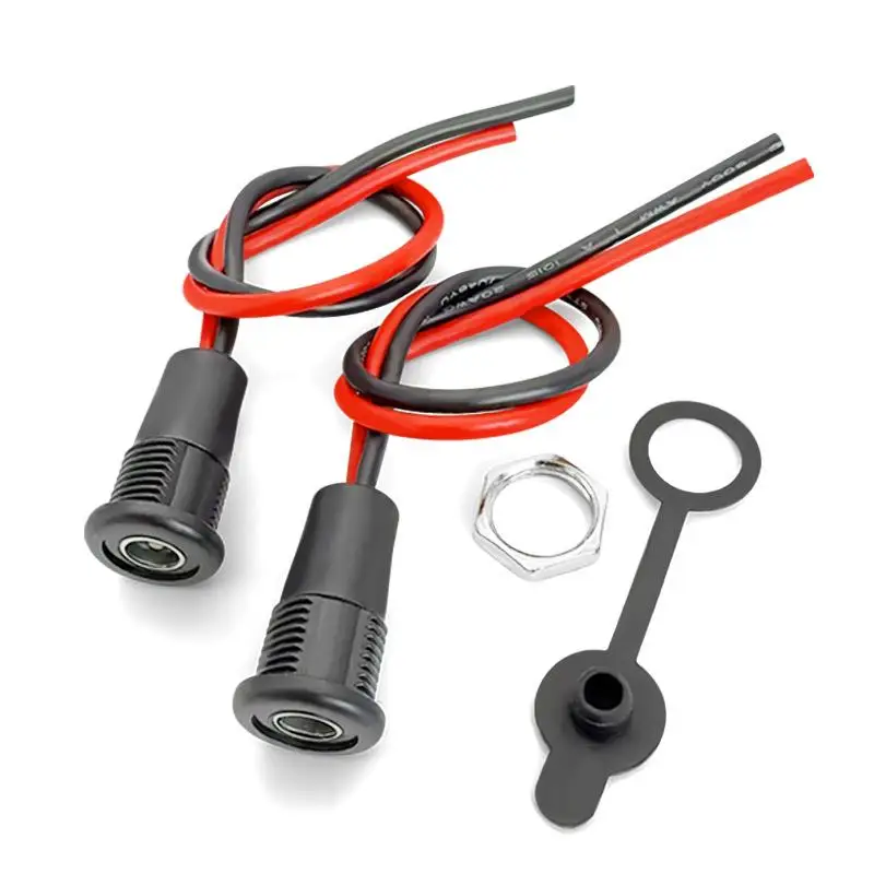 DC 5521/5525 With Cable External Screw Thread Waterproof Charging Female Socket Power Plug Connector