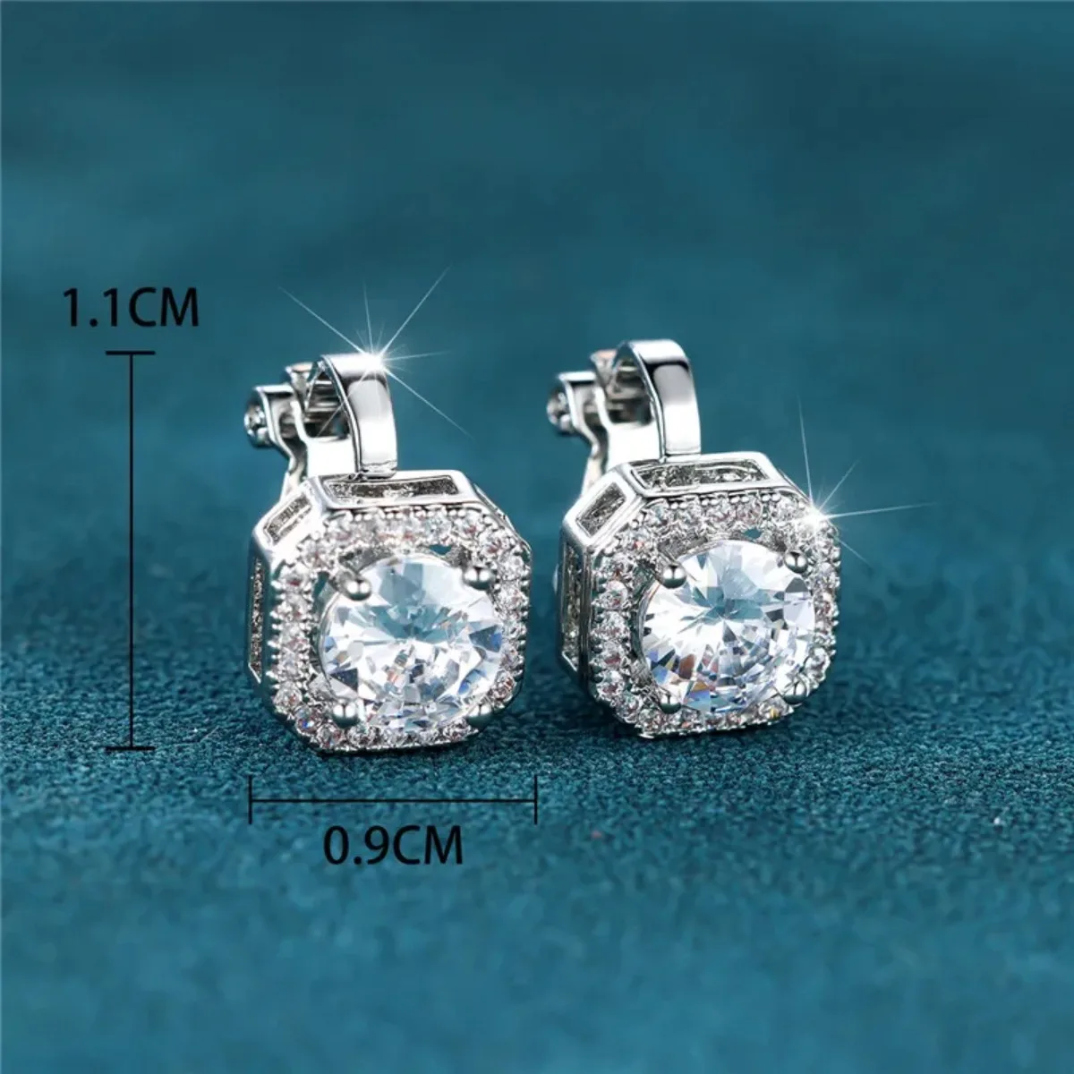 Female Cute Small Clip Earrings White Zircon Round Stone Earrings For Women Vintage Silver Color Crystal Jewelry Bridal Earrings image 4