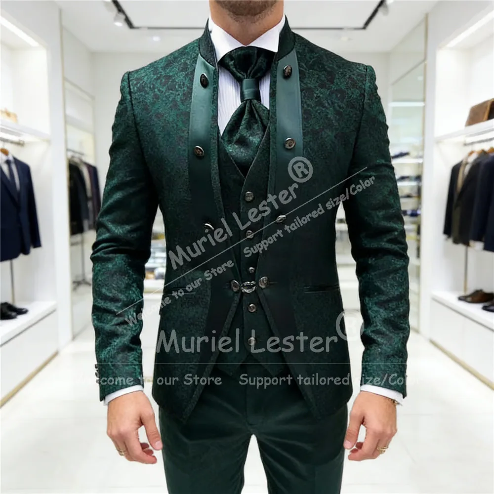 

Дизайнерские мужские костюмы: жаккардовый пиджак с цветочным узором, индивидуальный пошив, 3 предмета (пиджак, жилет, брюки), для выпускного вечера, торжественных мероприятий, свадеб, смокинги, Terno Masculinos