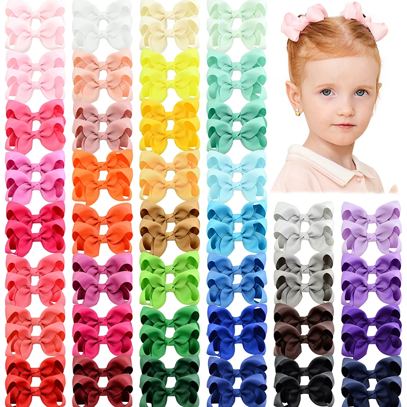 BABY BOWS 20/30Pcs 3inch Girls Hair Bows Clips Gift Set Solid Ribbon Toddler Hair Bowknot Hairpin Wholesales Toddler Headgripes