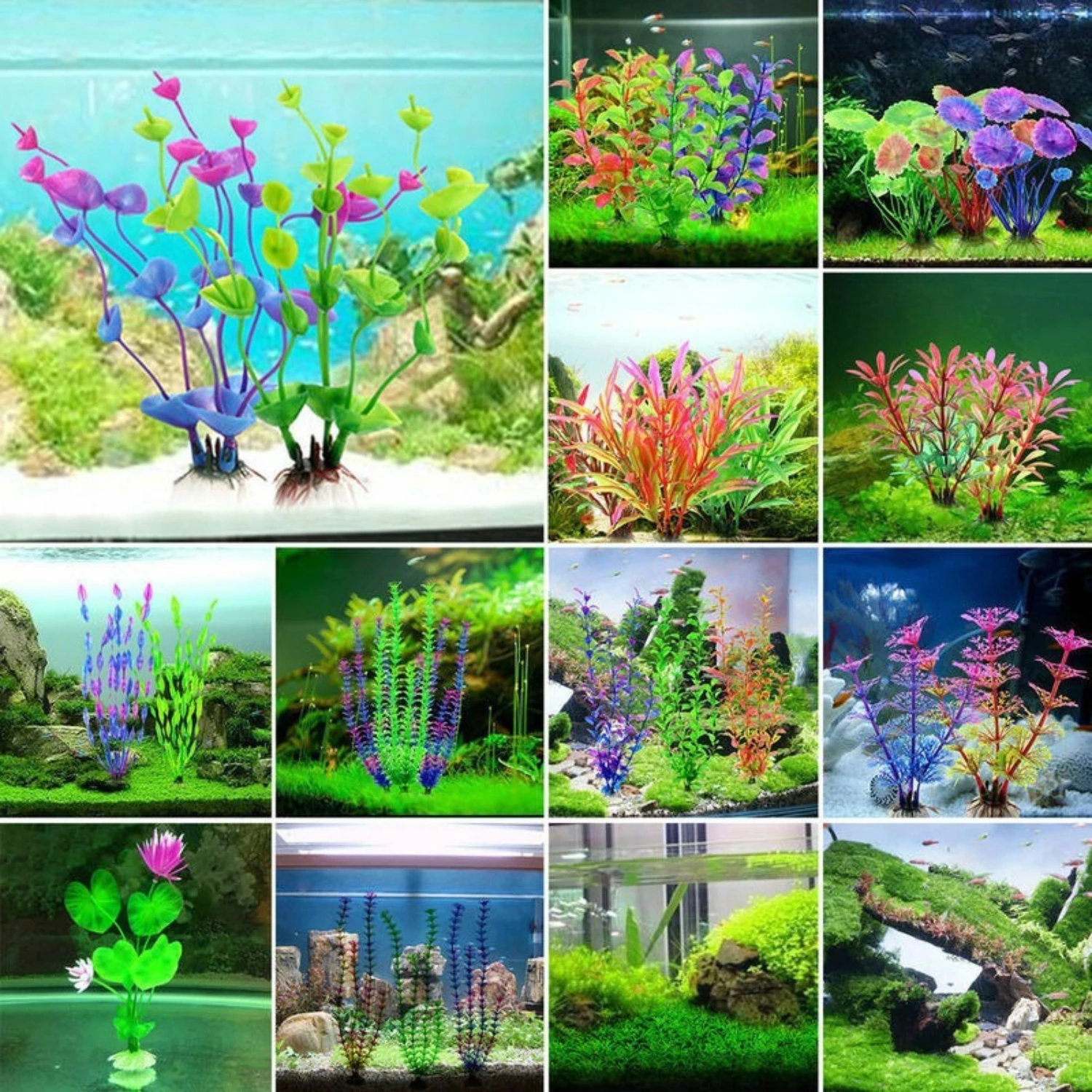 New Beautifully designed eye-catching vibrant artificial grass decoration for your aquarium - 1pc vibrant 5-12CM plastic plant w