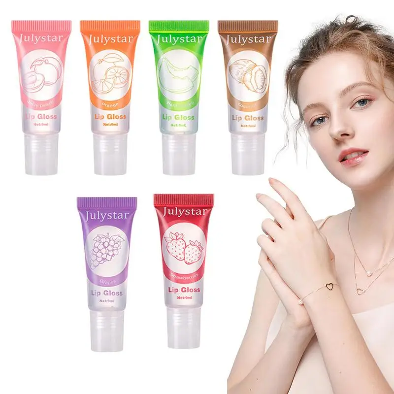 Lip Oil Gloss Fruit Flavor Moisturize Plumper Lips Tint Lip Balm Makeup Lip Balm 6X Lip Balm Daily Makeup Deep Moisturizing Lip