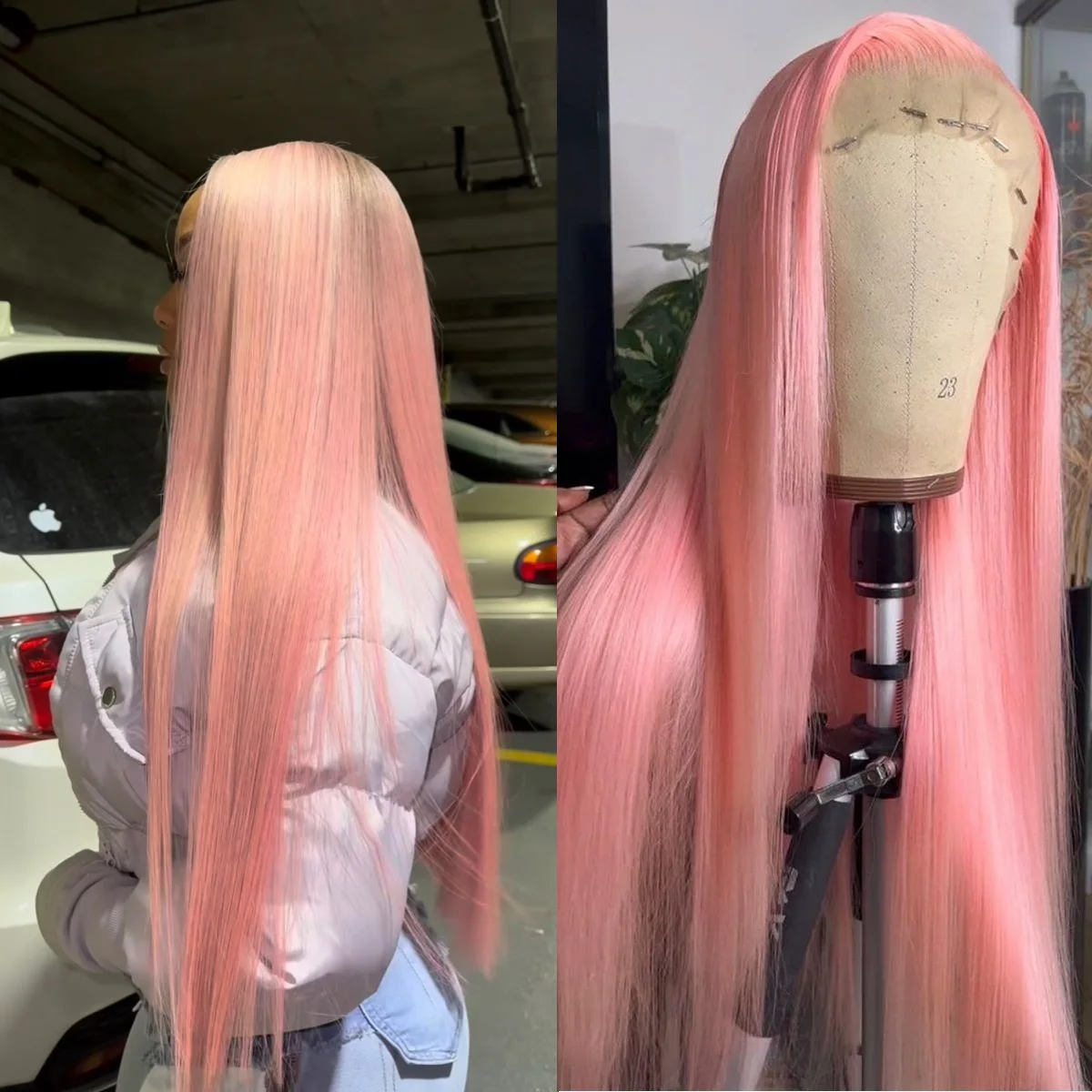 Peluca delantera de encaje rosa cabello humano 100% pelucas rectas sin pegamento 13x6 hd Frontal de encaje para mujeres elección Cosplay liquidación en venta