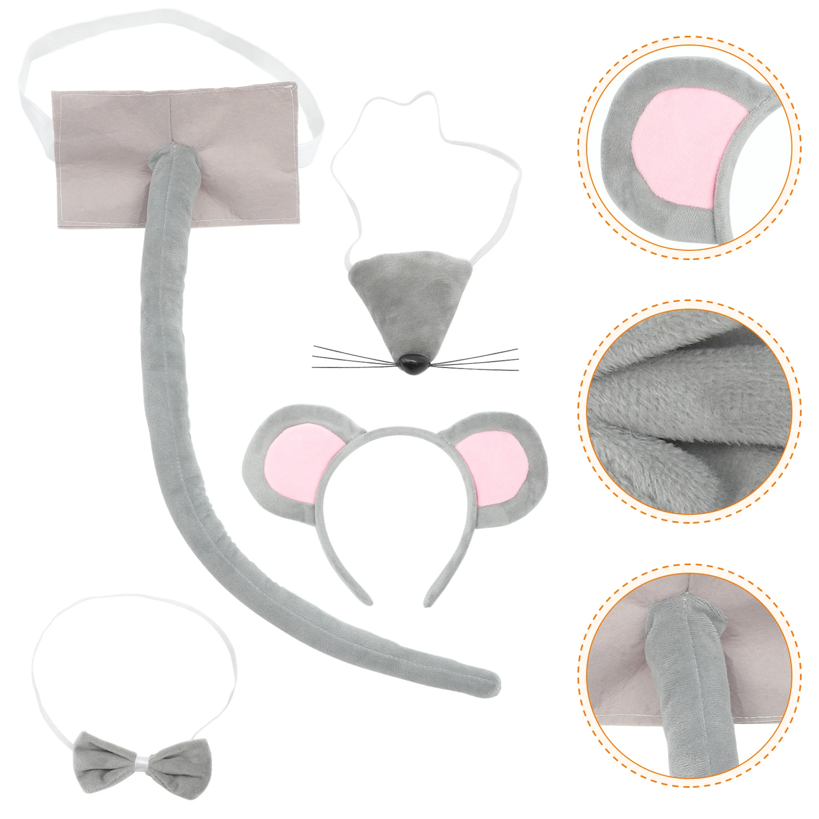 ชุดคอสตูมสัตว์สำหรับเด็กและผู้ใหญ่ ประกอบด้วยที่คาดผมหูหนู หาง โบว์ไท อุปกรณ์เสริมชุดแฟนซี สำหรับฮาโลวีนและคอสเพลย์