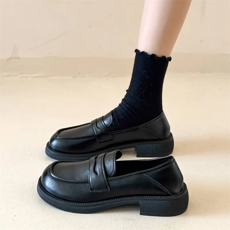 Retro Lolita Shoes Japanese Girl Round Toe Mary Janes Shoes College Style Small Leather Shoes Women brown JK Uniform shoes 2024