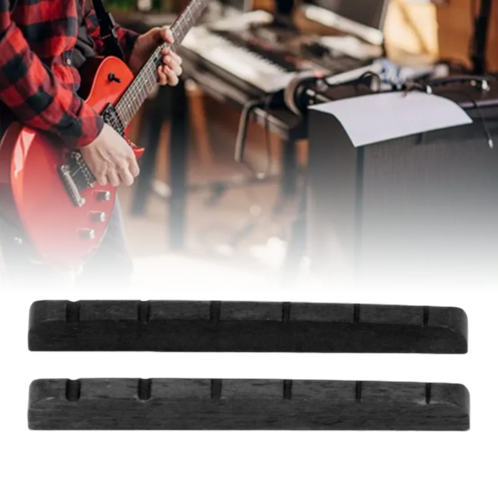 2pcs Bone Electric Guitar Nut​ Pre-Slotted Black/white ​Slotted Guitar Nut​ ​Flat Bottom​ Guitar Repair Tool​