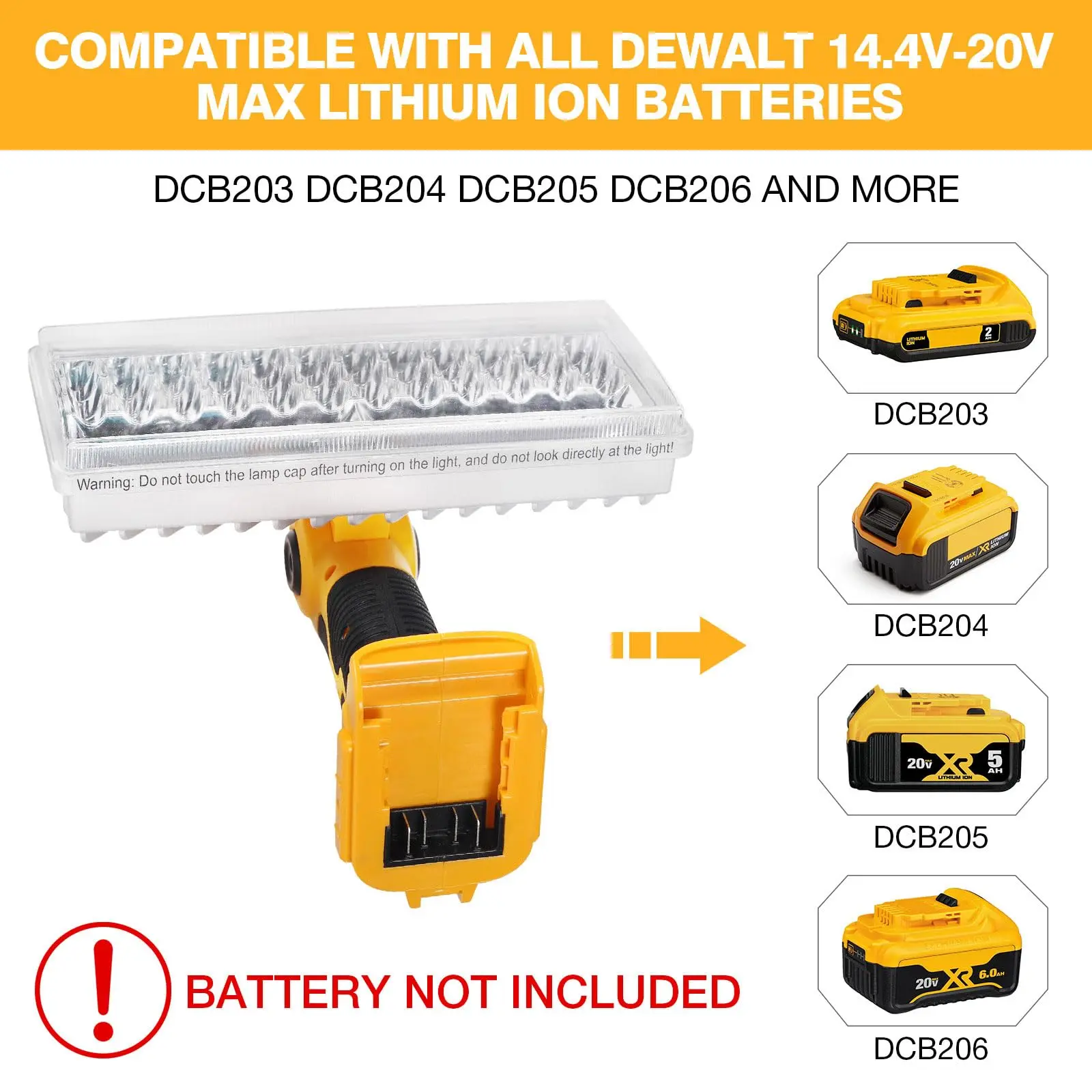 Work Light for Dewalt 20V Max Lithium-ion Battery 40W 4200LM Flashlight with USB Port Zinc Alloy LED Work Light for Emergencies