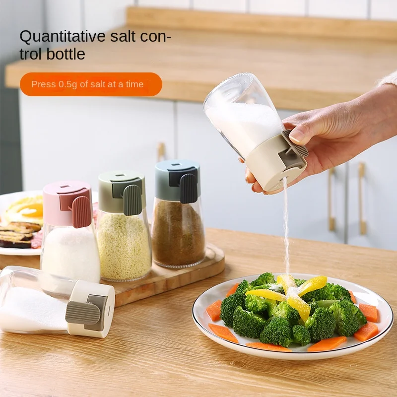 Measuring Salt and Pepper Shakers Precise Quantitative Ration Spice Dispenser Air-Tight Clear Glass Seasoning Bottle for Kitchen