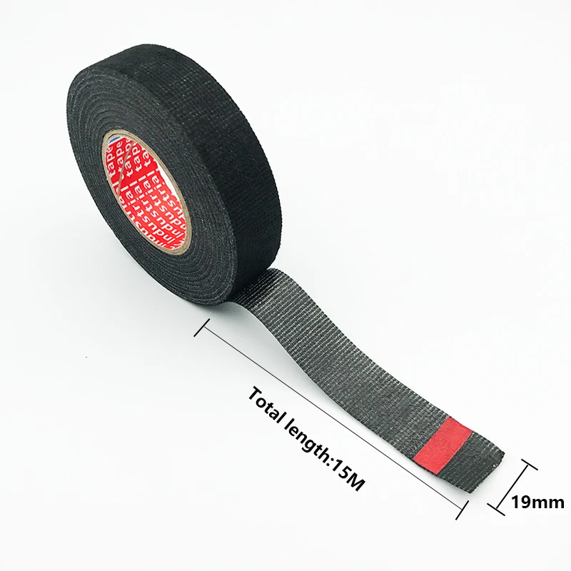 Length 15M Heat-resistant Adhesive Cloth Fabric Tape For Car Auto Cable Harness Wiring Loom Protection Width 9/15/19/25/32MM